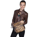 Animal Print Leather Handbag With Stud & Tassel Detail